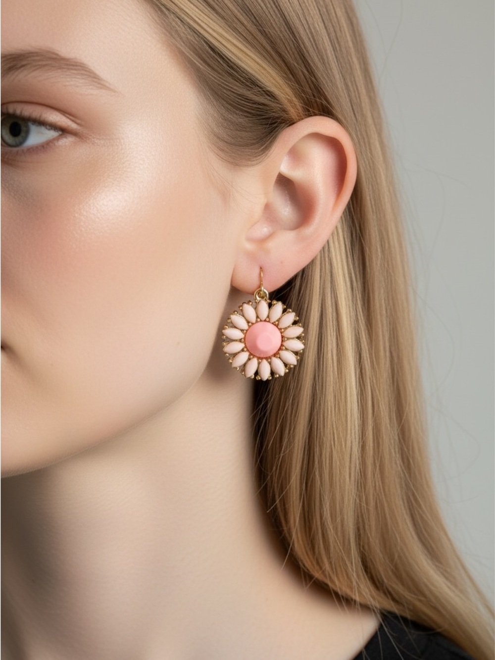 9/18 Pink Floral Drop Earrings - Brand